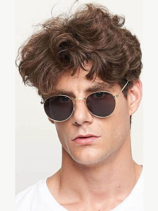 Meller Yster Unisex Sunglasses with Gold Metal Frame and Black Polarized Lens Y-GOLDCAR