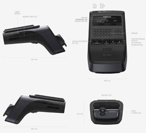 Thinkware U3000 Σετ Κάμερα DVR Αυτοκινήτου 4K Bluetooth, Wi-Fi, GPS & Κάμερα Οπισθοπορείας