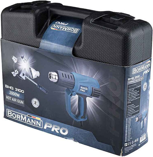 Bormann Pro BHG3100 Πιστόλι Θερμού Αέρα 2000W με Ρύθμιση Θερμοκρασίας εως και 650°C