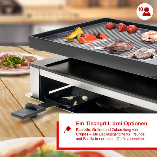 Solis Tischplatte Elektrogrill Aluminium Glatte und Geriffelte Platte 1500W mit einstellbarem Thermostat 53cmx24cmcm