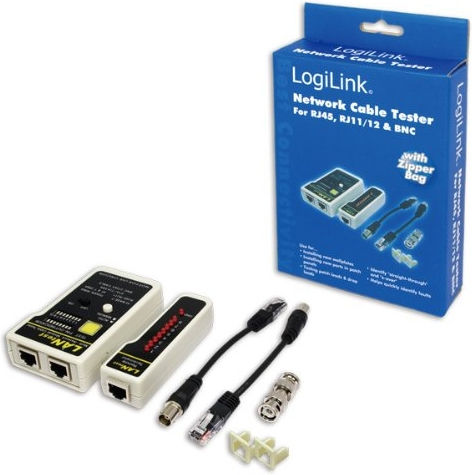 LogiLink WZ0015 Tester Καλωδίων Δικτύου RJ45 / RJ11 / RJ12 / BNC