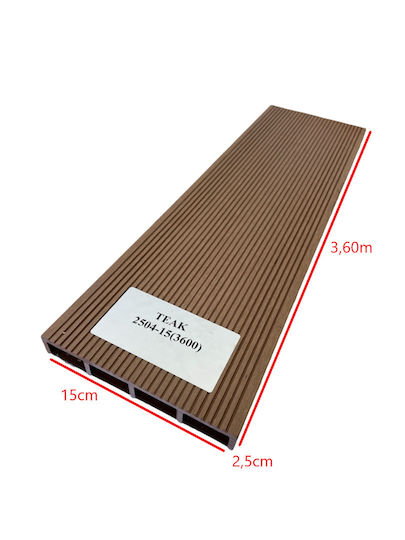 Dedron Umzäunung Deck für den Garten Teakholz aus WPC 360x15x2.5cm 1Stück