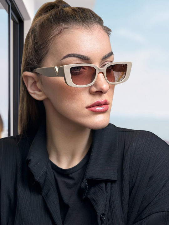 SeeVision Damen Sonnenbrille mit Beige Kunststoff Gestell und Braun Verlaufsfarbe Linse 50053-CIGAR