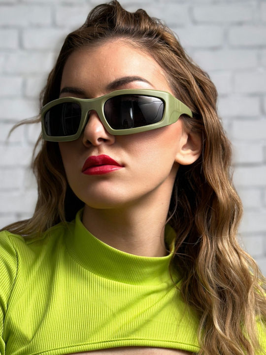 SeeVision Unisex Γυαλιά Ηλίου με Πράσινο Κοκκάλινο Σκελετό και Γκρι Φακό KHAKI-50060