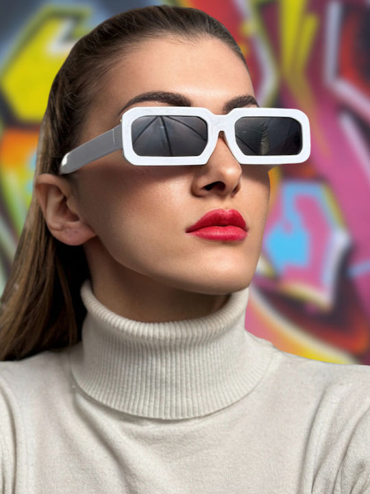 SeeVision 50040 Γυναικεία Γυαλιά Ηλίου με Λευκό Κοκκάλινο Σκελετό και Μαύρο Φακό 4K2235-1501-50040-WHITE