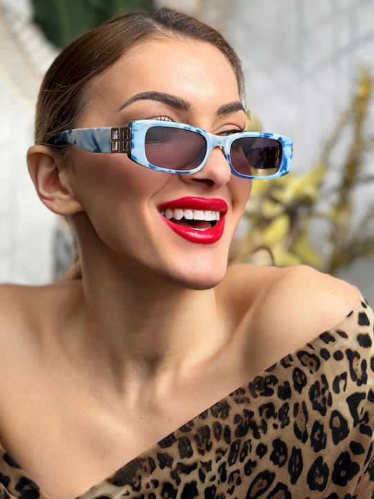 SeeVision 50025 Γυναικεία Γυαλιά Ηλίου με Μπλε Κοκκάλινο Σκελετό και Μαύρο Φακό 4K-0301-50025-BLUE