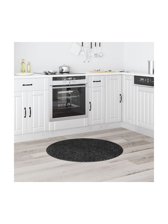 vidaXL Antiderapant Covor De exterior Rotund Black Grey
