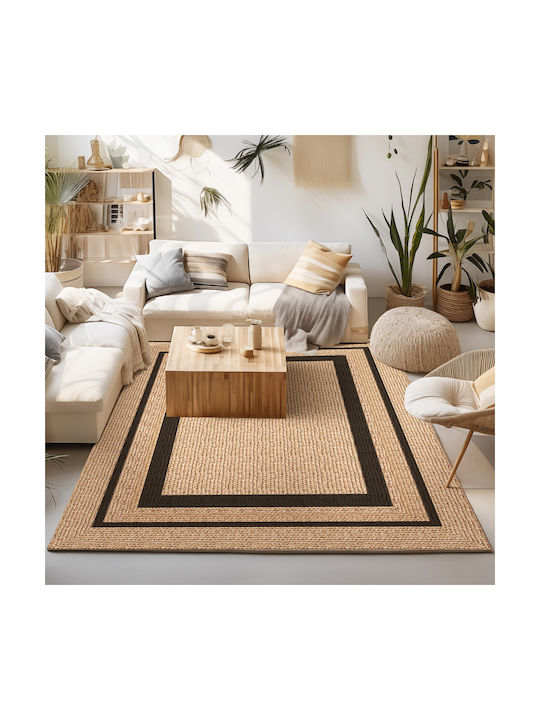 Beauty Home Rutschfest Wohnzimmer Teppich Rechteckig Schwarz Beiget 65x150cm