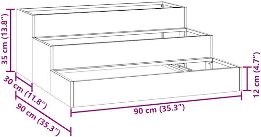 vidaXL Ghiveci Metal 90x90x35cm.