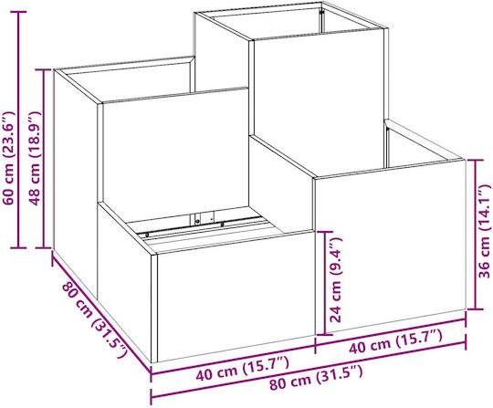 vidaXL Γλάστρα Μεταλλική Μπρούτζινη 80x80x60εκ.