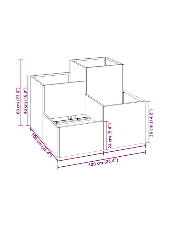 vidaXL Γλάστρα Μεταλλική Πράσινη 100x100x60εκ.