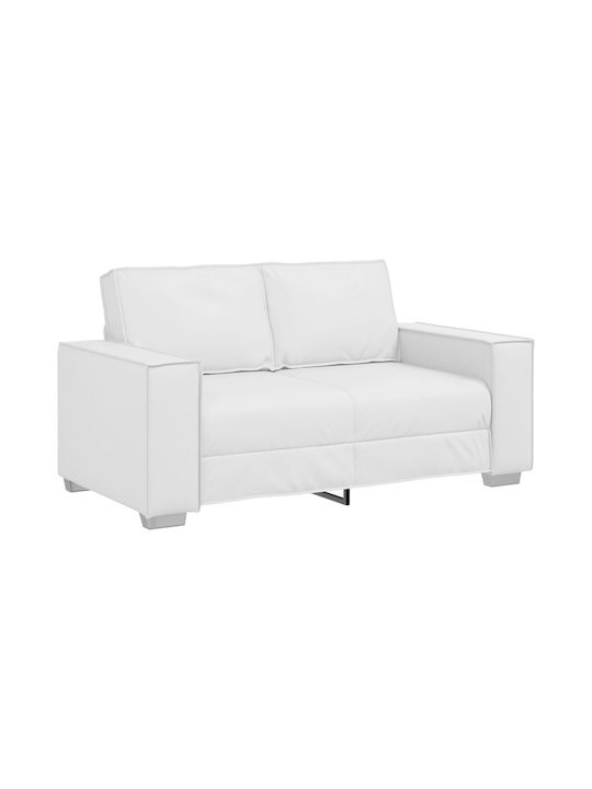 Two-Seater Couch Artificial Leather White 160x78x84cm