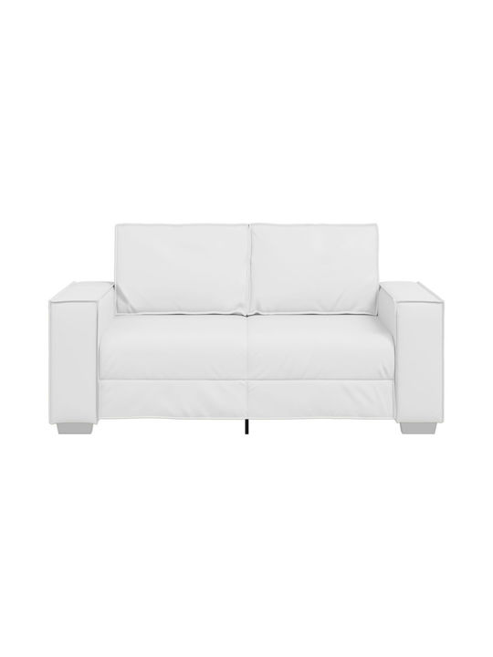 Two-Seater Couch Artificial Leather White 160x78x84cm