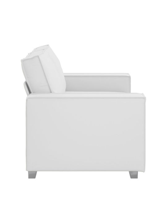 Two-Seater Couch Artificial Leather White 160x78x84cm