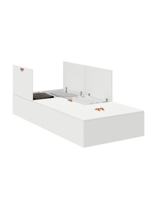 Single Bed Upholstered with Faux Leather White with Slats for Mattress 90x200cm