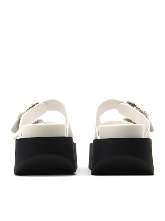 Calhoon Δερμάτινα Γυναικεία Σανδάλια Flatforms Λευκά