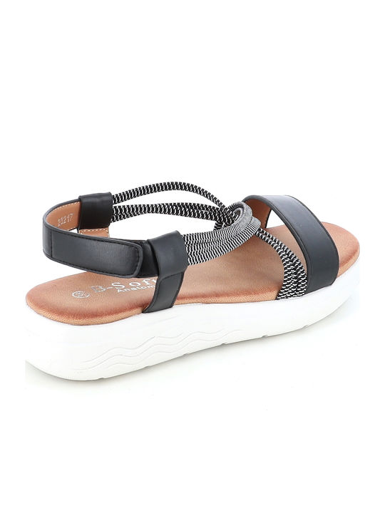 Flache Sandalen für Damen Anatomisch in Schwarz Farbe