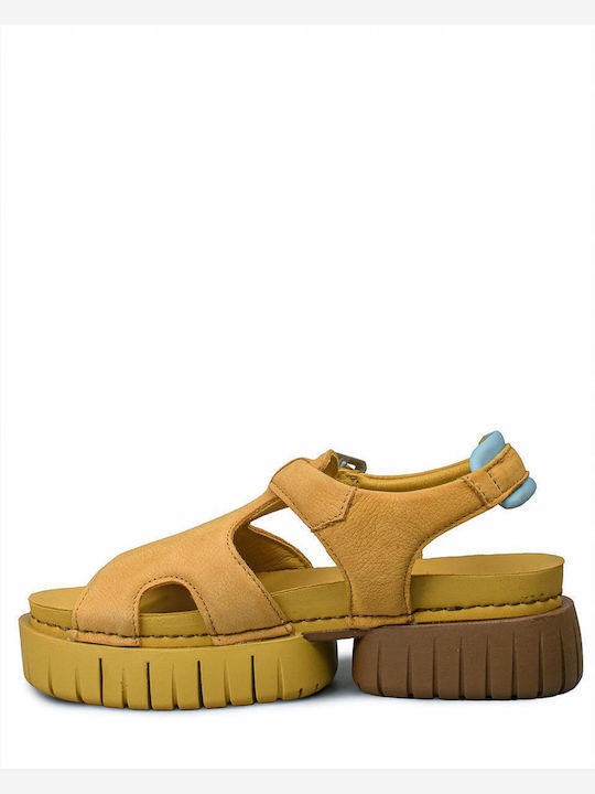 Sandale casual damă Flatforme în Culoare Galben