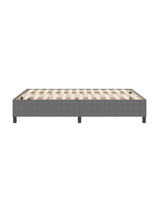 Double Bed Base Upholstered with Light Gray Fabric with Slats for Mattress 140x200cm