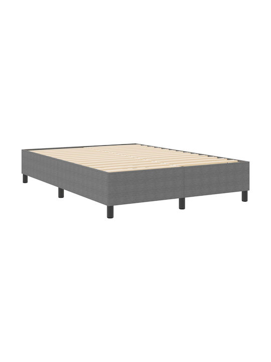 Double Bed Base Upholstered with Light Gray Fabric with Slats for Mattress 140x200cm
