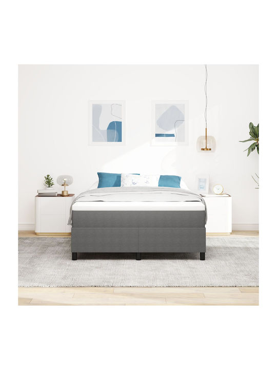 Double Bed Base Upholstered with Light Gray Fabric with Slats for Mattress 140x200cm