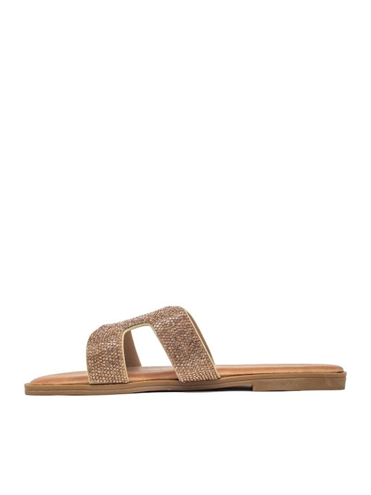 Women's Flat Sandals in Gold Color