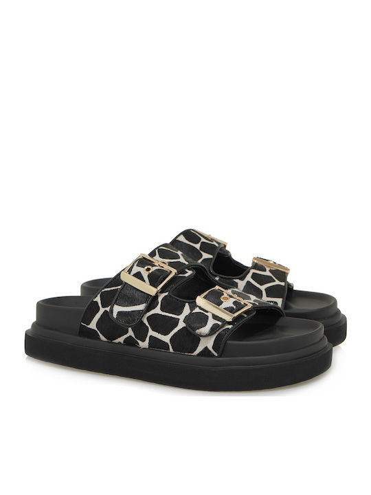 Leather Women's Flat Sandals Flatforms in White Color