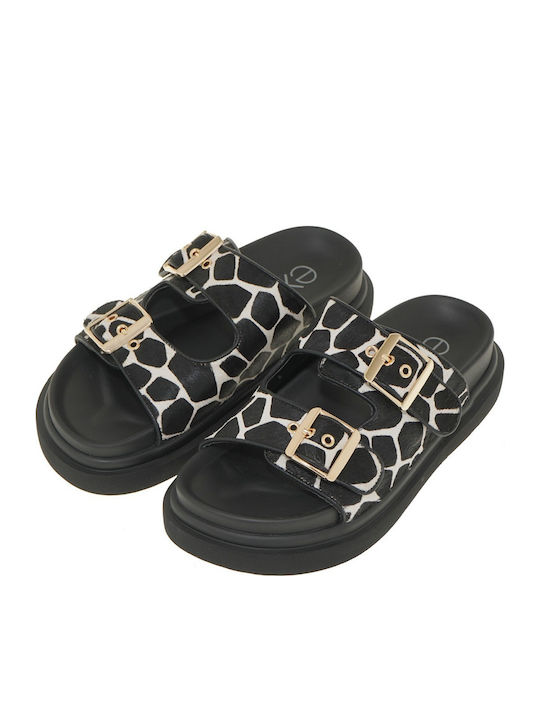 Leather Women's Flat Sandals Flatforms in White Color