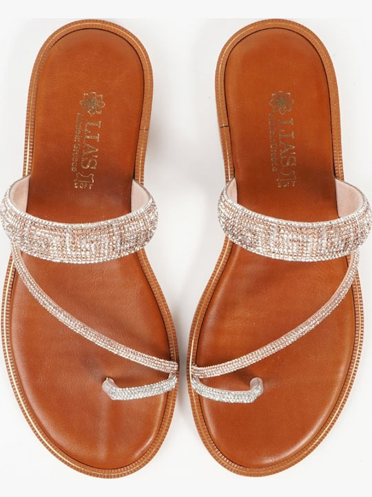 Women's Flat Sandals in Gold Color