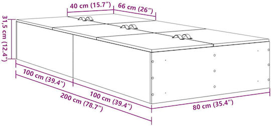 Single Wooden Bed White with Slats for Mattress 80x200cm 3335333