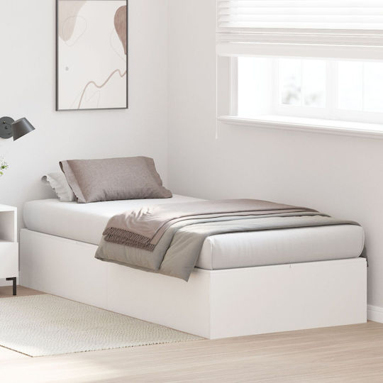 Single Wooden Bed White with Slats for Mattress 80x200cm 3335333