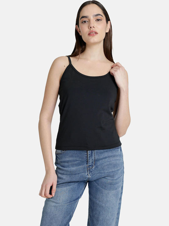 Women's Crop Top with Straps Black