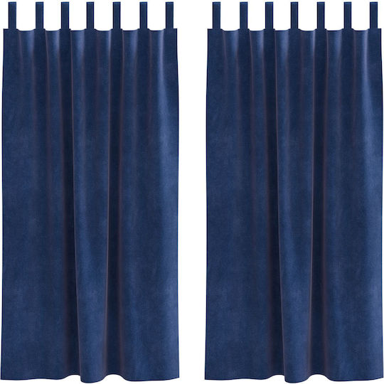 vidaXL Blue Window Curtain Set with Tabs 140x175cm