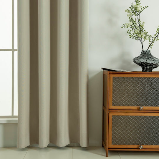 Beauty Home Затъмняваща Пердета с Копчета Soft Art 8391 Бежова 140x270см