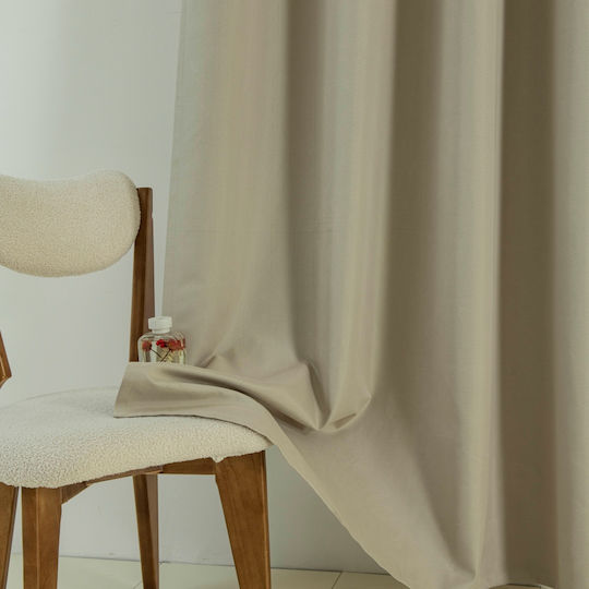 Beauty Home Затъмняваща Пердета с Копчета Soft Art 8391 Бежова 140x270см