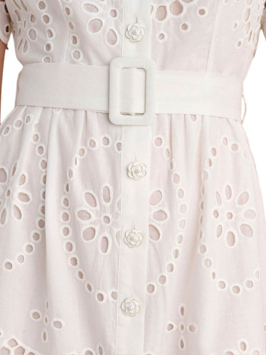 Καλοκαιρινό Mini Βραδινό Φόρεμα με Δαντέλα White