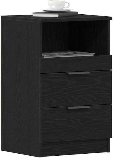 Wooden Bedside Table Black Oak 40x35x65cm