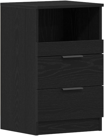 Wooden Bedside Table Black Oak 40x35x65cm