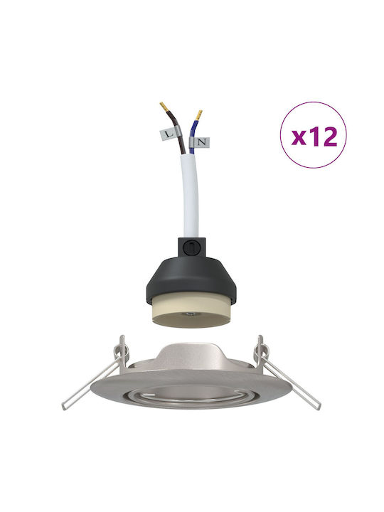 vidaXL Rectangle Metallic Recessed Spot Silver 9x9cm. 1pcs