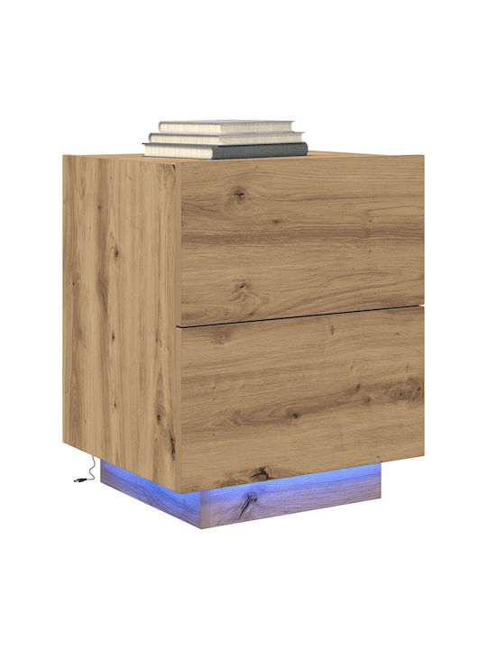 Noptiere Lemnoase Stejar maro 2buc 45x40x55cm