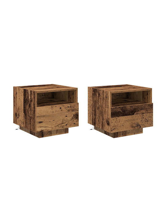 Κομοδίνα Ξύλινα Παλιό ξύλο 2τμχ 40x39x37cm