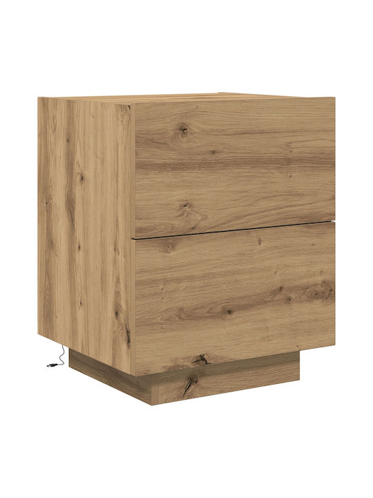 Noptiere Lemnoase Stejar maro 2buc 45x40x55cm