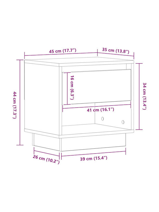 Κομοδίνο από Μασίφ Ξύλο Παλιό ξύλο 45x34x44cm