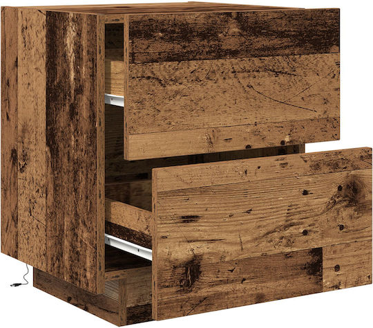 Wooden Bedside Table Old Wood 45x40x55cm
