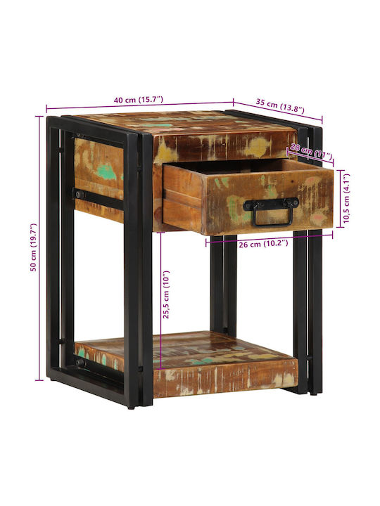 Κομοδίνα από Μασίφ Ξύλο Πολύχρωμα 2τμχ 40x35x50cm 4016691