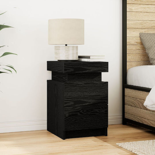 Wooden Black Oak Bedside Tables 2 Pieces 35x39x55cm