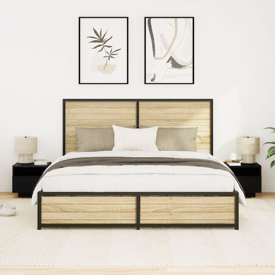 Wooden Bedside Tables Black Oak 2 Pieces 40x39x37cm