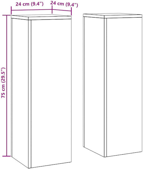 vidaXL Ανθοστήλες Μεταλλικές Ασημί 24x24x75εκ. 2τμχ