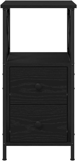 Wooden Bedside Table with Metal Legs Black Oak 34x35.5x70cm Wooden Bedside Table with Metal Legs Black Oak 34x35.5x70cm