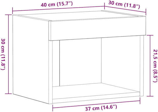 Wooden Bedside Tables Black Oak 2 Pieces 40x30x30cm